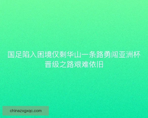国足陷入困境仅剩华山一条路勇闯亚洲杯晋级之路艰难依旧