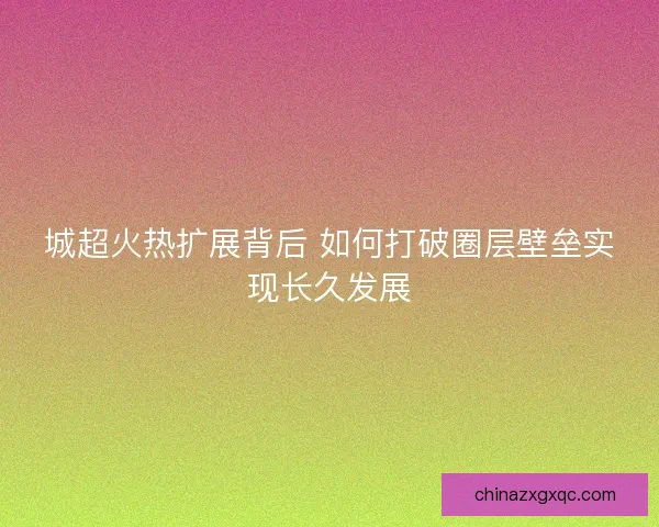 城超火热扩展背后 如何打破圈层壁垒实现长久发展